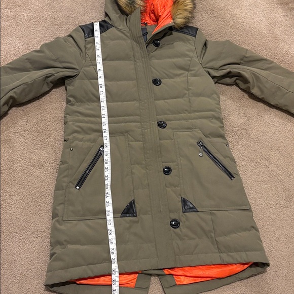 Vince Camuto Olive Puffer Coat with Faux Fur Hood - Picture 15 of 15